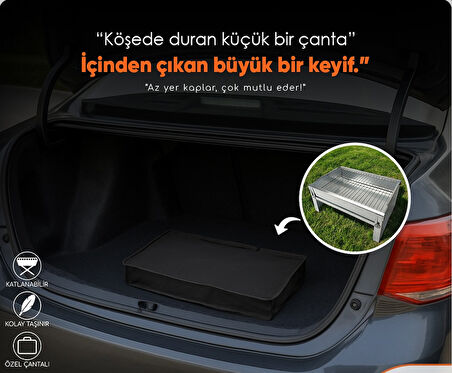 MİRAÇ 40X30CM KATLANIR MANGAL ÇANTALI LAZER KESİM KÜÇÜK BOY