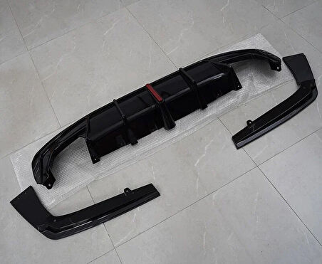 AUTOGP  Bmw g30 arka tampon difüzörü ledli ve egzoz ucu seti 2017+ pianoblack