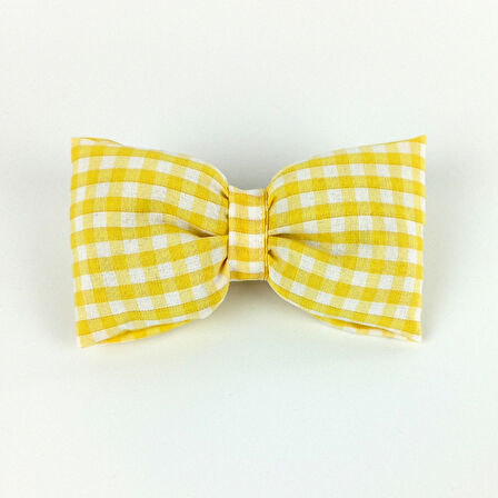 Woodycord  İçi Dolgulu Büyük Boy Sarı Beyaz Pötikare Fiyonk Otomatik Toka - Bow toka