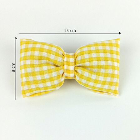 Woodycord  İçi Dolgulu Büyük Boy Sarı Beyaz Pötikare Fiyonk Otomatik Toka - Bow toka