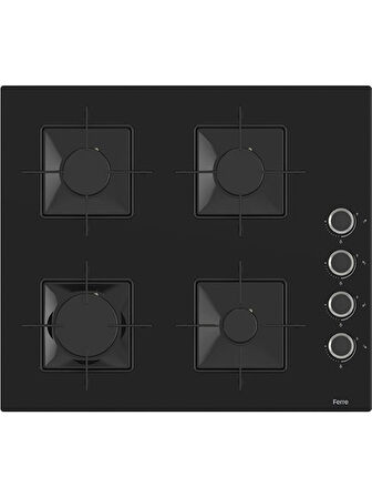 Flowart QBL63CS-SS205-D077 7 Prog. Dijital Turbo Ankastre Set - Siyah
