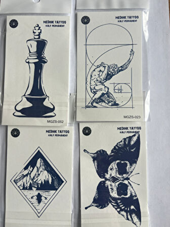 Denge 4 Adet Minimal 11x8 cm 3 Hafta Kalıcı Yarı Kalıcı Geçici Dövme