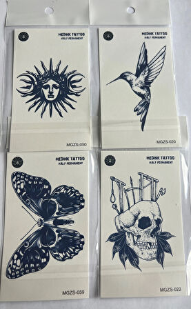 Gökyüzü 4 Adet Minimal 11x8 cm 3 Hafta Kalıcı Yarı Kalıcı Geçici Dövme