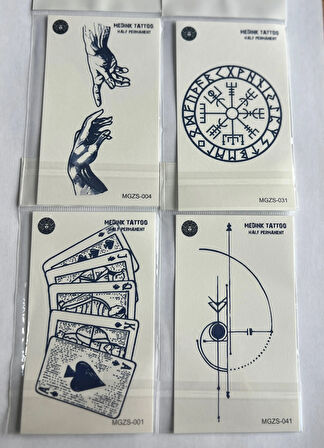 Şans 4 Adet Minimal 11x8 cm 3 Hafta Kalıcı Yarı Kalıcı Geçici Dövme