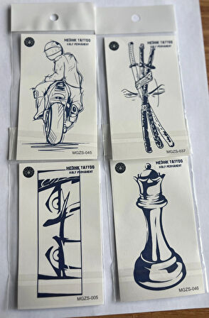Macera 4 Adet Minimal 11x8 cm 3 Hafta Kalıcı Yarı Kalıcı Geçici Dövme