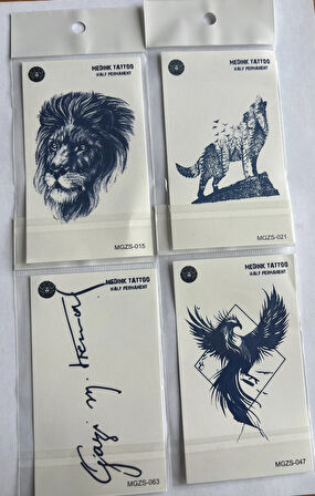Heybet 4 Adet Minimal 11x8 cm 3 Hafta Kalıcı Yarı Kalıcı Geçici Dövme