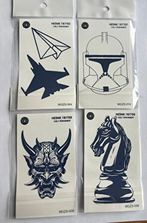 Atak 4 Adet Minimal 11x8 cm 3 Hafta Kalıcı Yarı Kalıcı Geçici Dövme