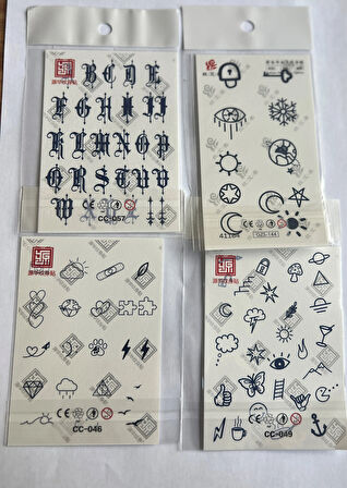Parmaklar 4 Adet Minimal 11x8 cm 3 Hafta Kalıcı Yarı Kalıcı Geçici Dövme