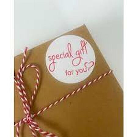 Special Gift for you kırmızı 4 cm Yuvarlak Yapışkanlı Sticker 120 Adet