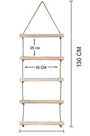 Towel Jüt Merdiven Ahşap Banyo Mutfak Havlu Askısı  5 Katlı Ahşap Ve Halat Havluluk