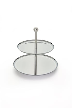 Yaren Style Inox 2 Katlı Yuvarlak Paslanmaz Çelik Sunum Standı (20-16 cm)