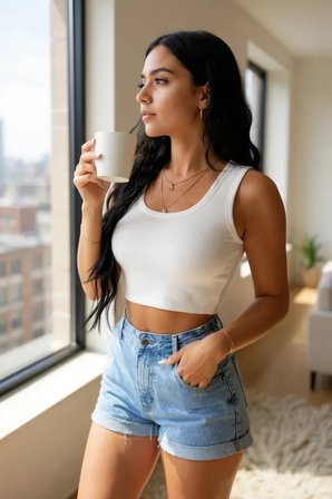 Kadın Beyaz Kare Yaka Crop Top Bluz – Şık, Rahat ve Kolay Kombinlenebilir