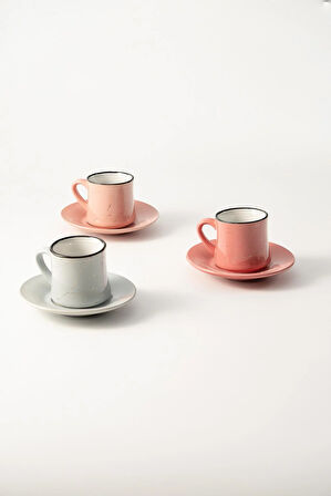 Altın Damarlı Modern Tasarım 6 Renkli Lüks Porselen Fincan Takımı