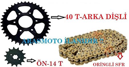 BAJAJ PULSAR NS 200-RS 200 ORİNGLİ ZİNCİR DİŞLİ TAKIMI SFR ZİNCİR (40 T-14 T)ARASMOTO