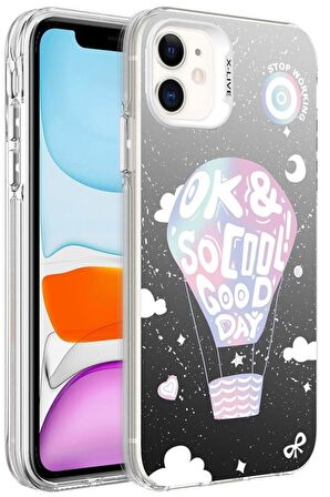 Apple iPhone 11 Kılıf Desenli Silver Lüx Sert Kapak