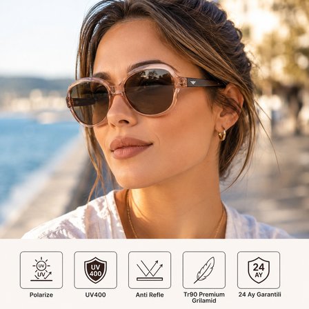 COL 141 Yeni Premium Seri Polarize Kadın Güneş Gözlüğü-Polarize-UV400-Anti Refle 3lü Koruma 46*18*145 Ekartman