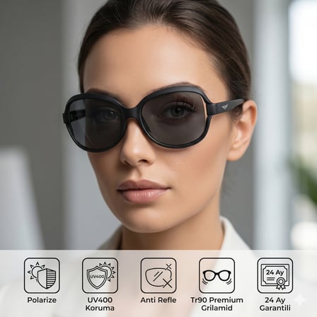 COL 141 Yeni Premium Seri Polarize Kadın Güneş Gözlüğü-Polarize-UV400-Anti Refle 3lü Koruma 46*18*145 Ekartman