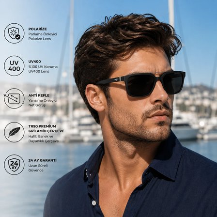 COL 150 Premium Seri Polarize Erkek Güneş Gözlüğü-Polarize-UV400-Anti Refle 3lü Koruma 55*18*132 Ekartman