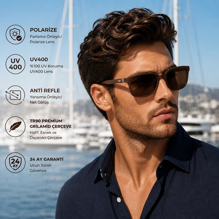 COL 150 Premium Seri Polarize Erkek Güneş Gözlüğü-Polarize-UV400-Anti Refle 3lü Koruma 55*18*132 Ekartman