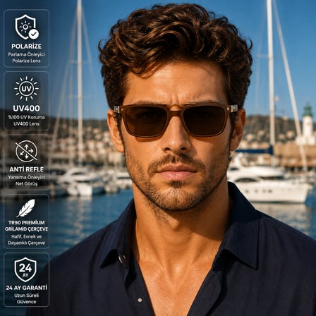 COL 150 Premium Seri Polarize Erkek Güneş Gözlüğü-Polarize-UV400-Anti Refle 3lü Koruma 55*18*132 Ekartman