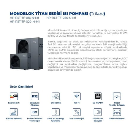 tommatech 26kw titan serisi isı pompası(trifaze)