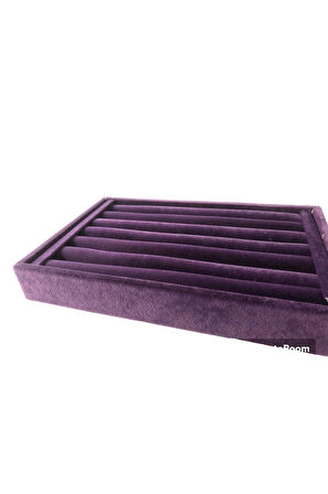 Yerli Üretim Küçük Boy Süet Kumaş Mor Renk 22,5/14,5 Cm Rulo Çekmece Içi Yüzük Standı