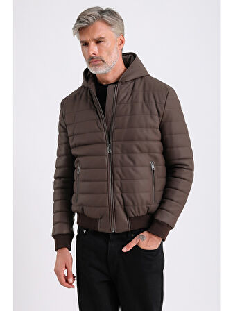 Alonso Erkek Kapüşonlu Deri Mont