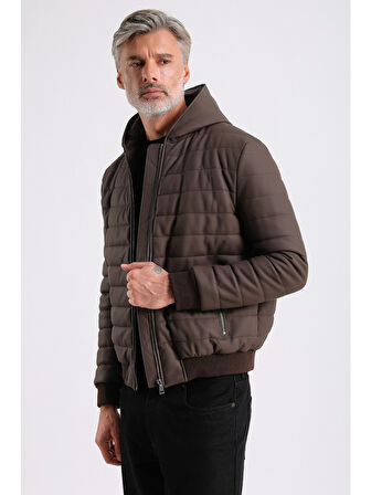Alonso Erkek Kapüşonlu Deri Mont