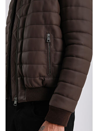 Alonso Erkek Kapüşonlu Deri Mont