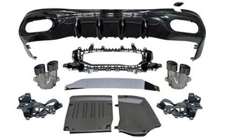 AUTOGP  Mercedes w236 cle53 arka tampon difüzör ve siyah egzoz ucu seti