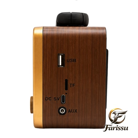 Gold Silver GS-1325 Nostaljik Radyo Güneş Enerjili Bluetooth Hoparlör USB/TF Kart Girişli Güçlü Fenerli Şarjlı