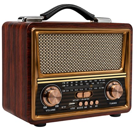 Gold Silver GS-1335 Retro Tasarım Bluetooth Şarjlı Nostalji Radyo