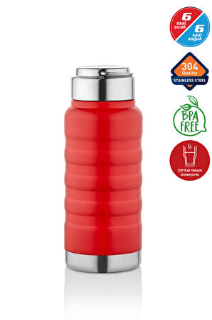 400 ml Kırmızı Paslanmaz Çelik Termos – Su, Meşrubat, Çay için | Kamp, Okul, Piknik, Servis & İkram