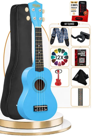Midex UKX-901BL Mavi Soprano Ukulele (Askı Çanta Metod Pena)