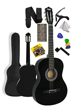 Midex CG-34BK Kaliteli 34 İnç 1/2 Juniur Çocuk Gitarı 4-8 Yaş Arası (Çanta Capo Nota Sticker Askı Pena Metod)