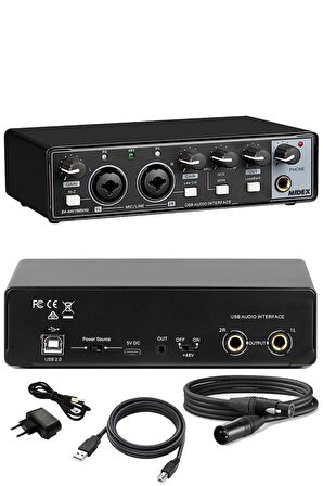 Midex GLX-4000 Profesyonel Usb Stüdyo Ses Kartı 4 Giriş 4 Çıkış (xlr Kablo Dahil)