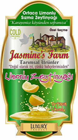 Limonlu Zeytinyağı - Gerçek Limon -0,3 asit - Soğuk Sıkım - Erken Hasat 250 ML