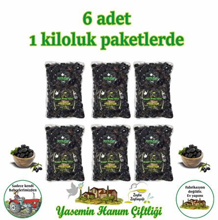 Gemlik Tipi Doğal Siyah Zeytin 6X1000 Gr