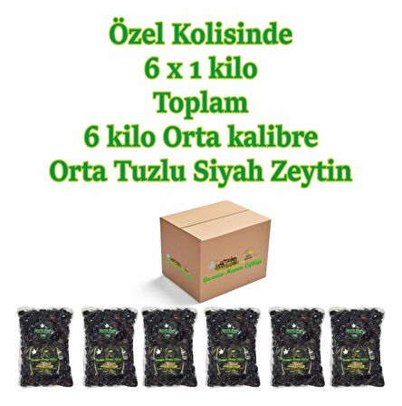 Gemlik Tipi Doğal Siyah Zeytin 6X1000 Gr