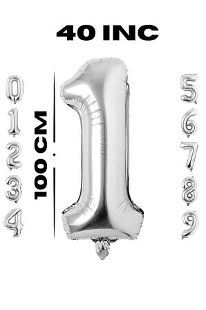 Folyo Balon Rakam Gümüş Renk 34 Inc 76 Cm Helyum Uyumlu