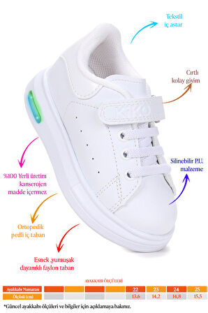 Kiko Kids Tinsa Günlük Cırtlı Işıklı Kız Bebek Spor Ayakkabı