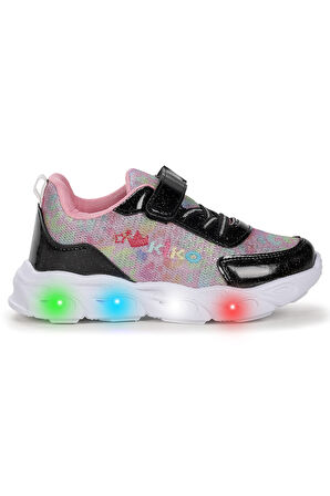 Kiko Kids Teno Cırtlı Işıklı Kız Çocuk Spor Ayakkabı