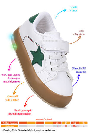 Kiko Kids Rena Günlük Cırtlı Işıklı Kız Bebek Spor Ayakkabı