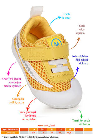 Kiko Kids Welti Cırtlı Kız Bebek İlk Adım Ortopedik Günlük Ayakkabı