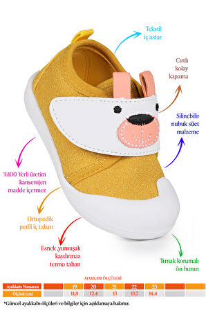  Winni Cırtlı Kız Bebek İlk Adım Ortopedik Günlük Ayakkabı