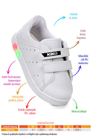 Kiko Kids Royzo Cırtlı Işıklı Kız Çocuk Spor Ayakkabı