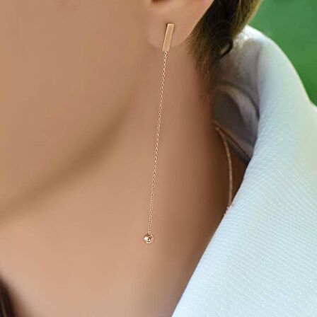 14k Rose Altın Sallantılı Küpe