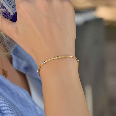 14 Ayar Altın Tek Sıra Dorika Bileklik