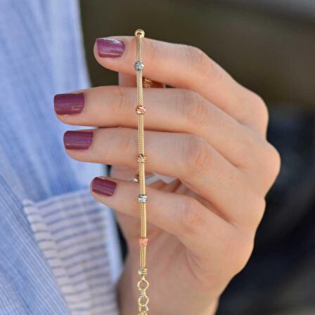 14 Ayar Altın Tek Sıra Dorika Bileklik