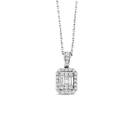 0.68ct Pırlanta Baget Kolye